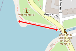 Map showing Largs beach (Brisbane Bridge north to ramp)