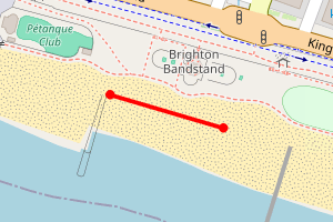 Map showing Brighton West Pier