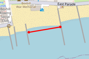 Map showing Bexhill  Beach