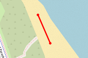 Map showing Tynemouth Longsands opposite Boating Lake