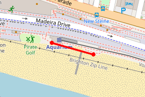 Map showing Brighton - Volk's Electric Railway