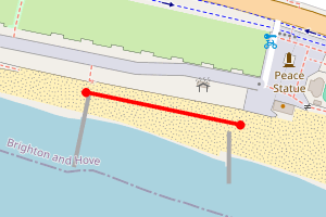 Map showing Brighton - Opposite Angel of Peace