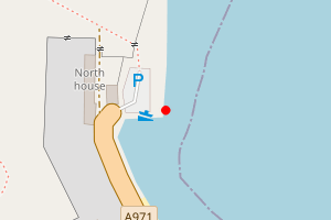 Map showing Melby Pier to Ayre of Huxter Coastline, Sandness