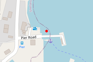 Map showing Coastline around Walls Pier and Pier Road, Walls - duplicate
