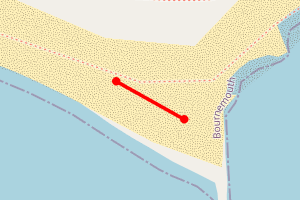 Map showing East Cliff Beach (Hengsitbury Head)