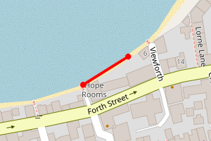 Map showing West Bay Beach