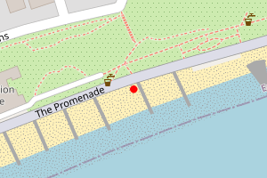 A map showing the Felixstowe Chevalier Road beach stretch plotted on it