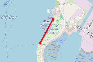 Map showing Cardiff Barrage Beach