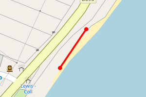 Map showing Col Uarach Beach