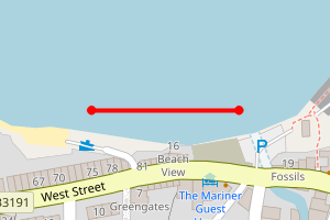 Map showing Watchet - West Street Beach