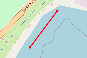 Map showing Peterhead Harbour Beach - Beach By Footpath Past Caravan Park Towards Town