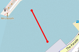 Map showing Margate beach - Turner end