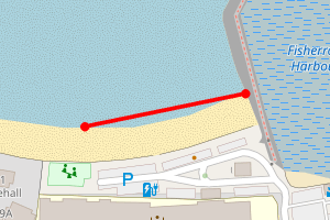 Map showing Fisherrow Sands, west of harbour wall