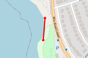 Map showing Helensburgh Sailing Club to the Beachcomber Cafe