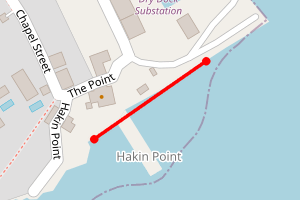 Map showing Hakin Point Beach