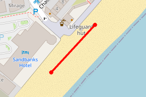 Map showing Sandbanks Beach - Shore Road