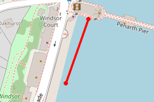 Map showing Penarth west of pier