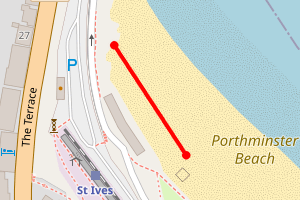 Map showing Porthminster Beach St Ives