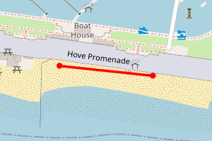 Map showing Hove Lagoon beach