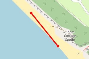 Map showing Thurstaston beach stretch 2 - beach entrance to caravan park