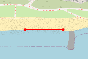 Map showing Highcliffe Beach - near Cliff Top car park
