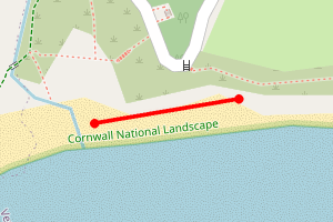 Map showing Pendower Beach