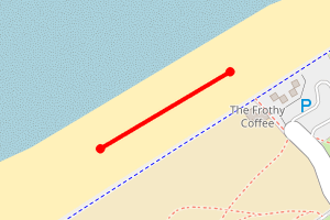 Map showing Kinmel Bay Beach - west of The Frothy Coffee