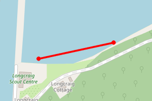Map showing Whitehouse Bay Beach from Longcraig Scout Water Activity Centre