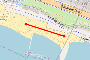 Map showing Saltdean beach East