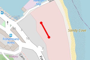 Map showing Sandy Cove
