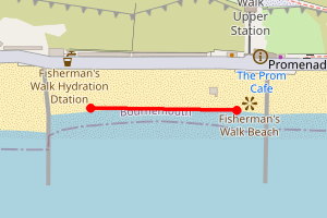 Map showing Fisherman's Walk beach