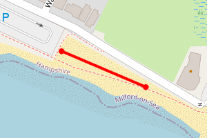 Map showing Strut Road Car Park - Milford on Sea