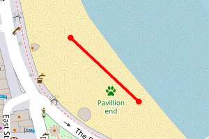 Map showing Weymouth Beach near Pavilion