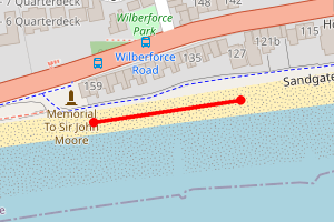Map showing Sandgate Coastguard Cottages