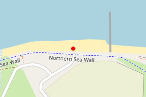 A map showing the Minnis Bay - start of Northern Sea Wall beaches beach stretch plotted on it