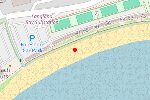 A map showing the Langland Bay beach stretch plotted on it