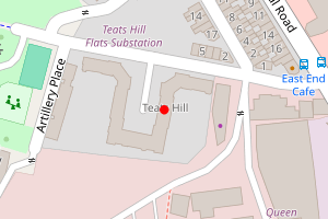 Map showing Teats Hill